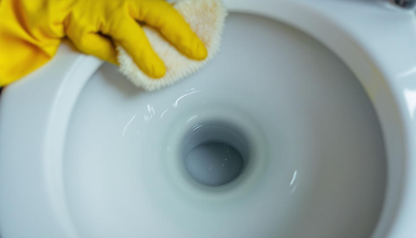 ontdek een snelle en effectieve methode om kalkaanslag onder in het toilet te verwijderen, zonder gebruik van azijn of bleekmiddel.